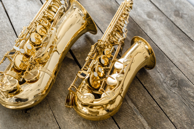 beautiful golden saxophone